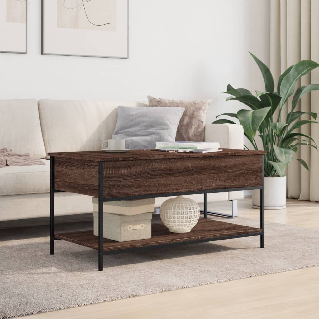 Stolić za kavu smeđa boja hrasta 100x50x50 cm od drva i metala