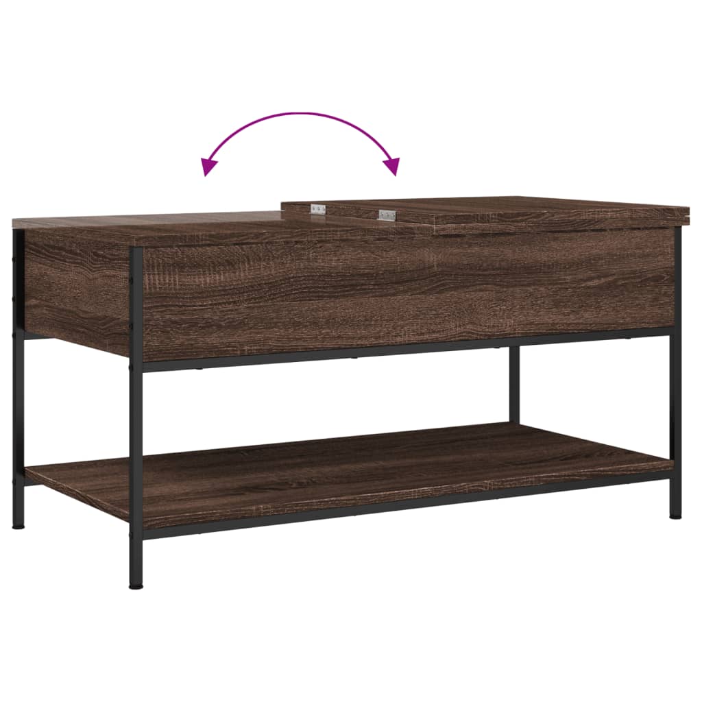 Stolić za kavu smeđa boja hrasta 100x50x50 cm od drva i metala