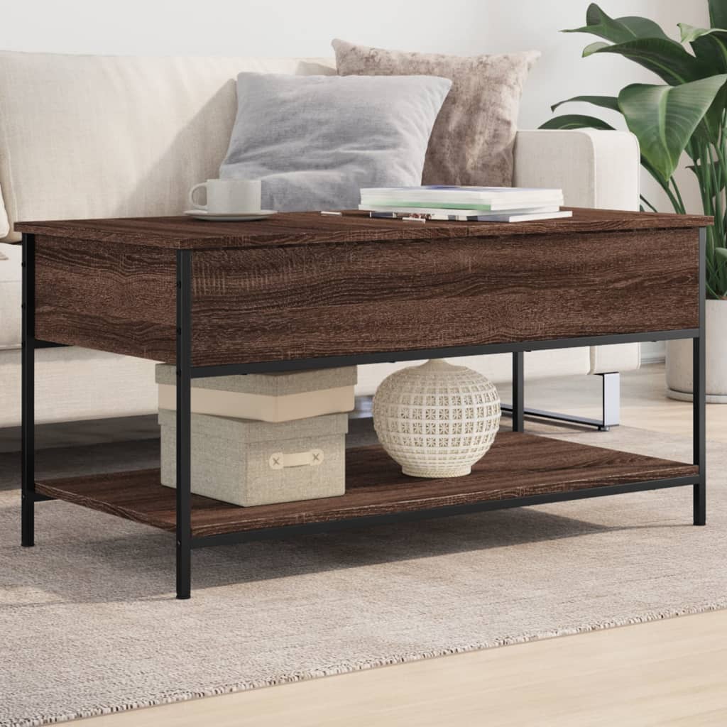 Stolić za kavu smeđa boja hrasta 100x50x50 cm od drva i metala