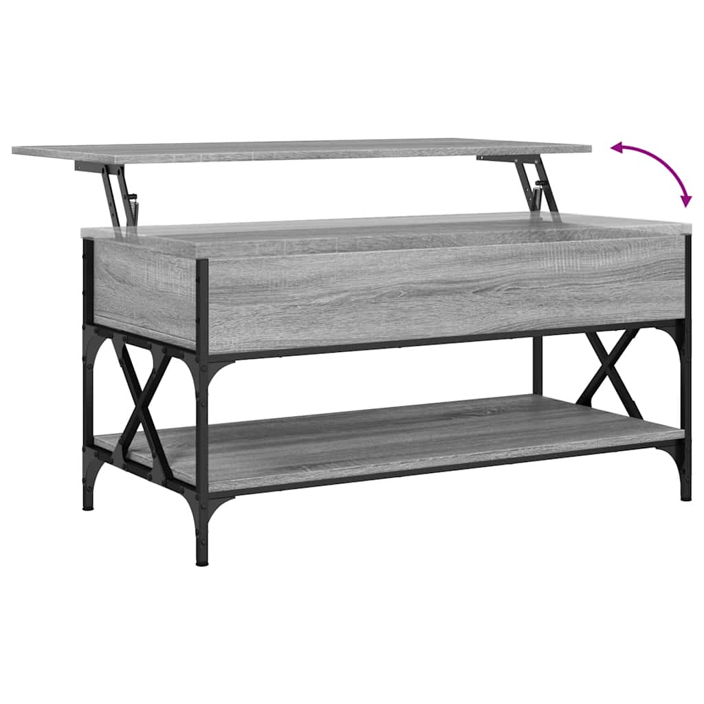 Stolić za kavu siva boja hrasta 100x50x50 cm od drva i metala