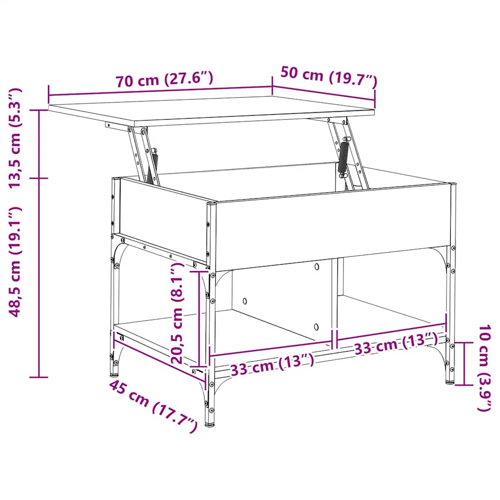 Stolić za kavu crni 70 x 50 x 50 cm konstruirano drvo i metal