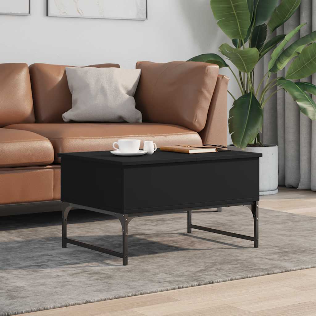 Stolić za kavu crni 70 x 50 x 40 cm konstruirano drvo i metal