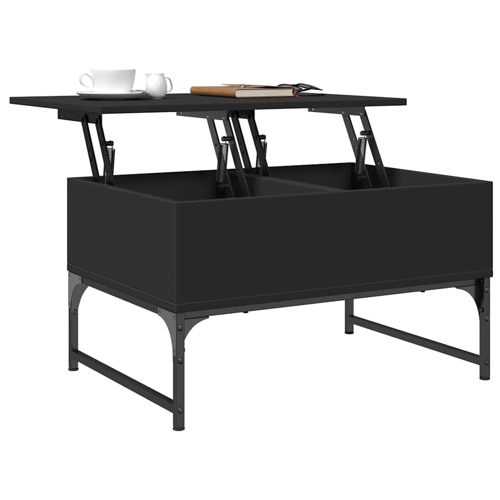 Stolić za kavu crni 70 x 50 x 40 cm konstruirano drvo i metal