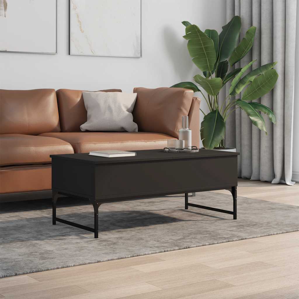 Stolić za kavu crni 100 x 50 x 40 cm konstruirano drvo i metal