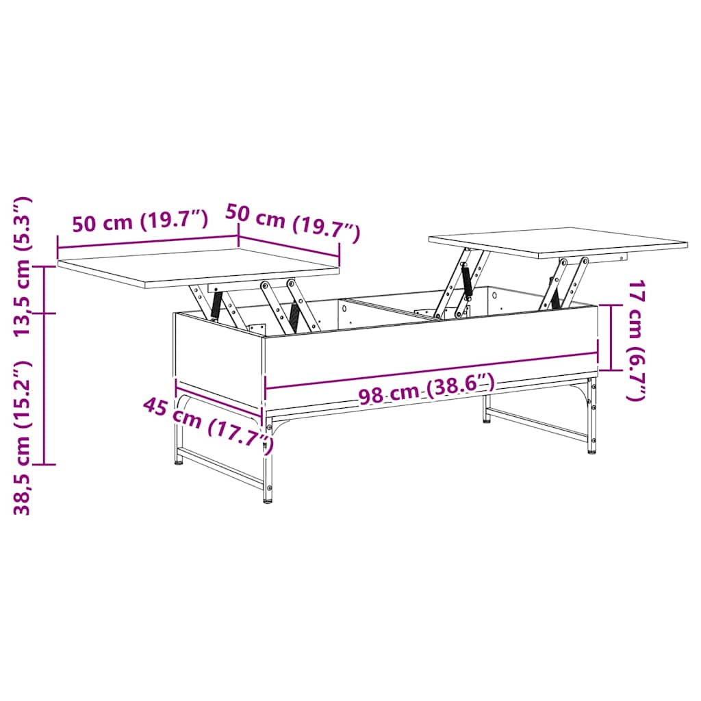 Stolić za kavu crni 100 x 50 x 40 cm konstruirano drvo i metal