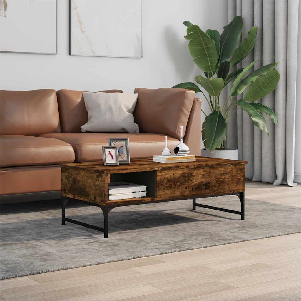 Stolić za kavu boja hrasta 100 x 50 x 35 cm od drva i metala