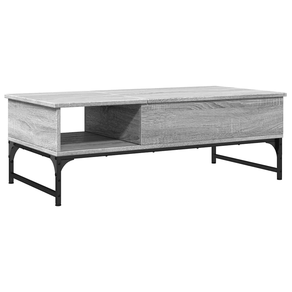 Stolić za kavu siva boja hrasta 100x50x35 cm od drva i metala