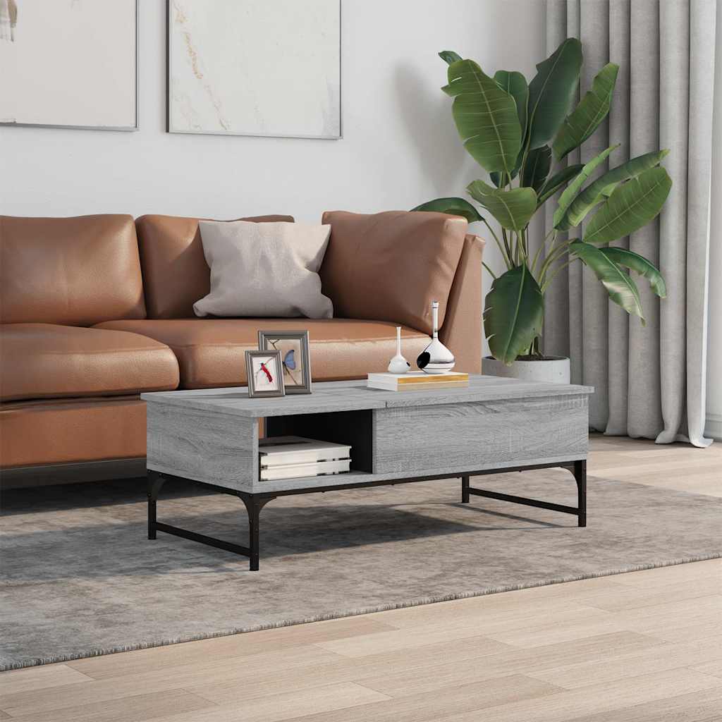 Stolić za kavu siva boja hrasta 100x50x35 cm od drva i metala