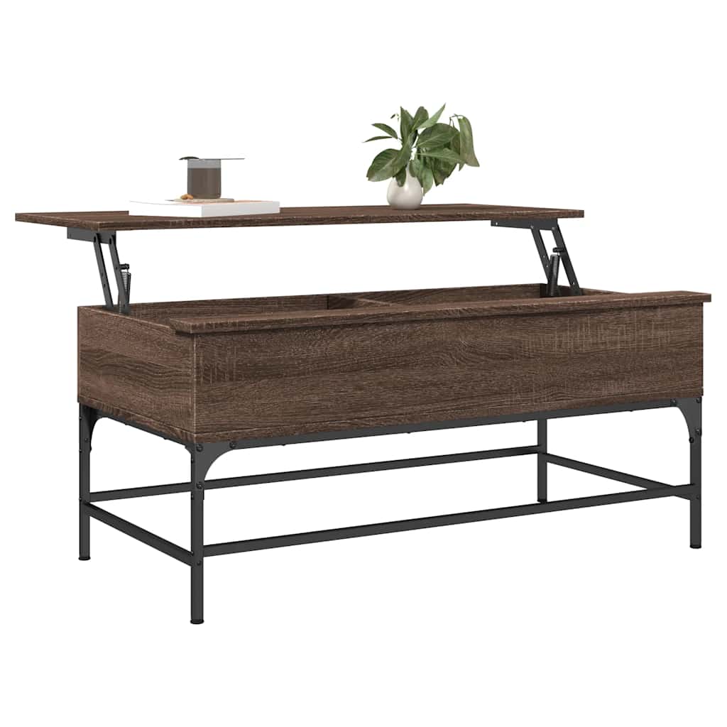 Stolić za kavu smeđa boja hrasta 100x50x45 cm od drva i metala