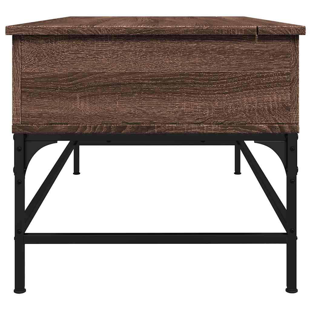 Stolić za kavu smeđa boja hrasta 100x50x45 cm od drva i metala