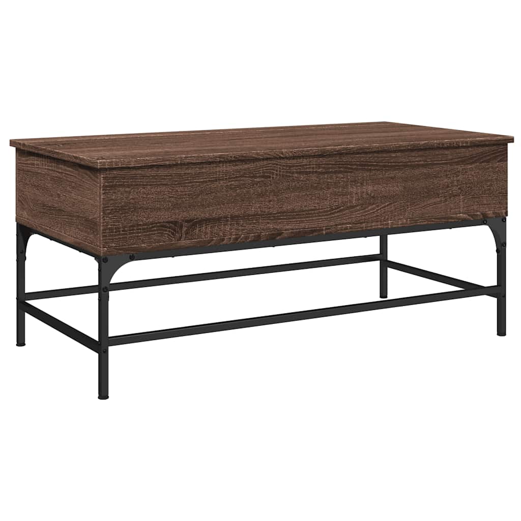 Stolić za kavu smeđa boja hrasta 100x50x45 cm od drva i metala