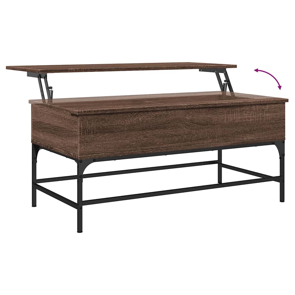 Stolić za kavu smeđa boja hrasta 100x50x45 cm od drva i metala