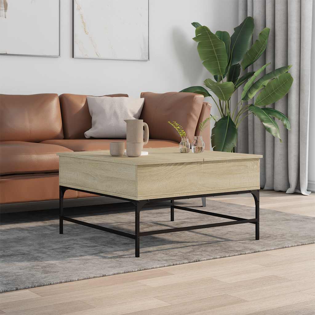 Stolić za kavu boja hrasta sonome 80x80x45 cm od drva i metala