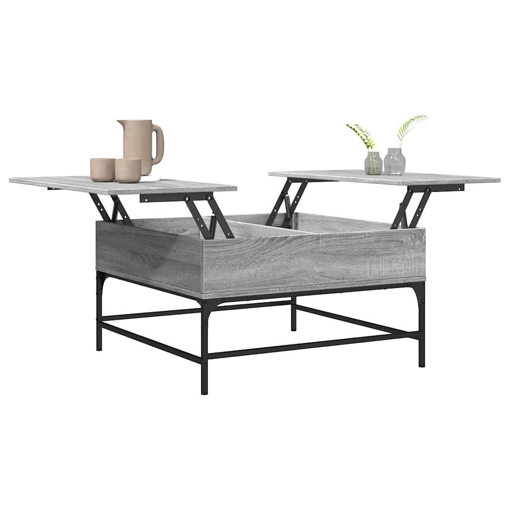 Stolić za kavu siva boja hrasta 80x80x45 cm od drva i metala