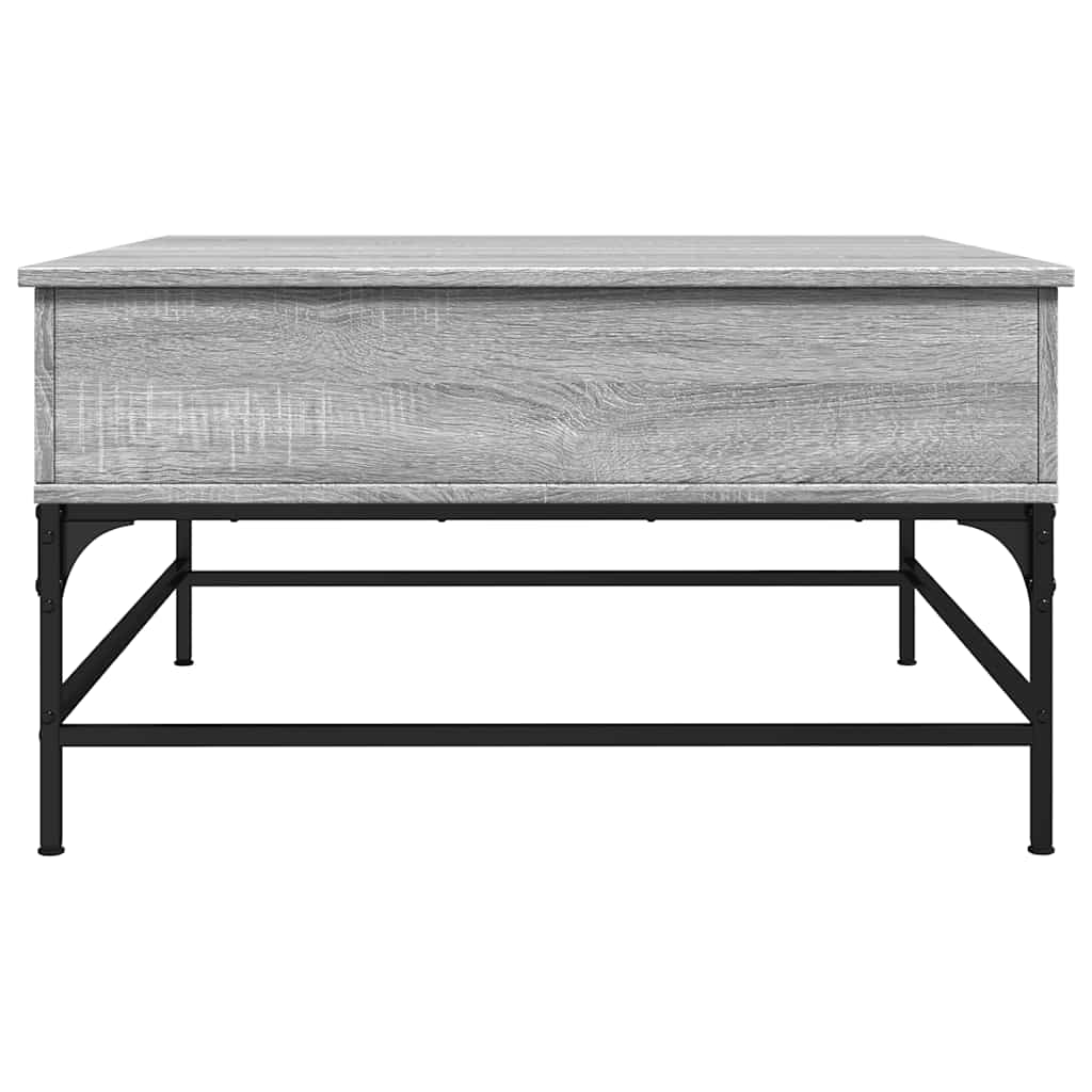 Stolić za kavu siva boja hrasta 80x80x45 cm od drva i metala