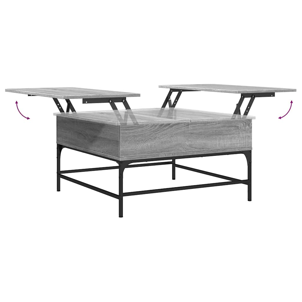 Stolić za kavu siva boja hrasta 80x80x45 cm od drva i metala