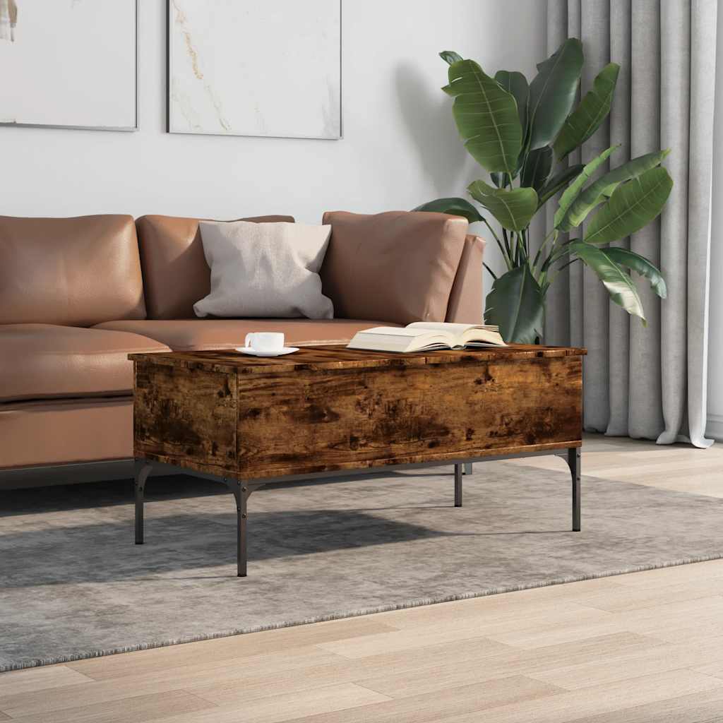Stolić za kavu boja hrasta 100x50x45 cm od drva i metala