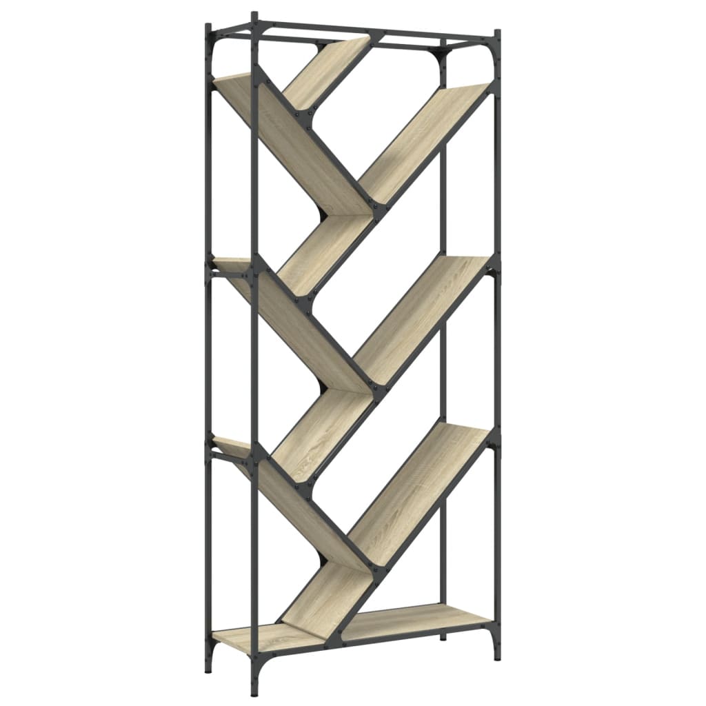 Regal za knjige boja hrasta 79 x 30 x 180 cm od drva i metala