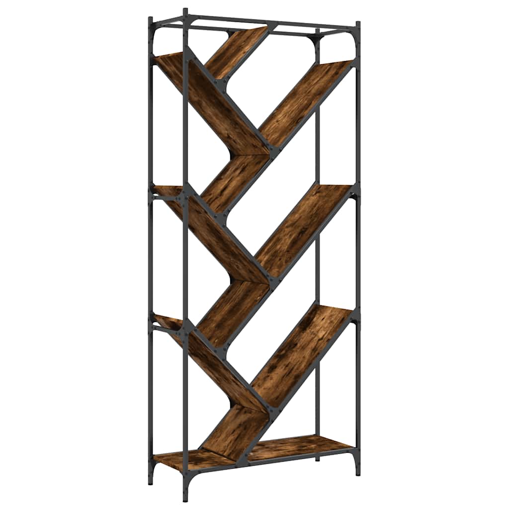Regal za knjige smeđa boja hrasta 79x30x180 cm od drva i metala