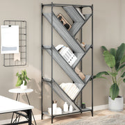 Regal za knjige siva boja hrasta 79x30x180 cm od drva i metala