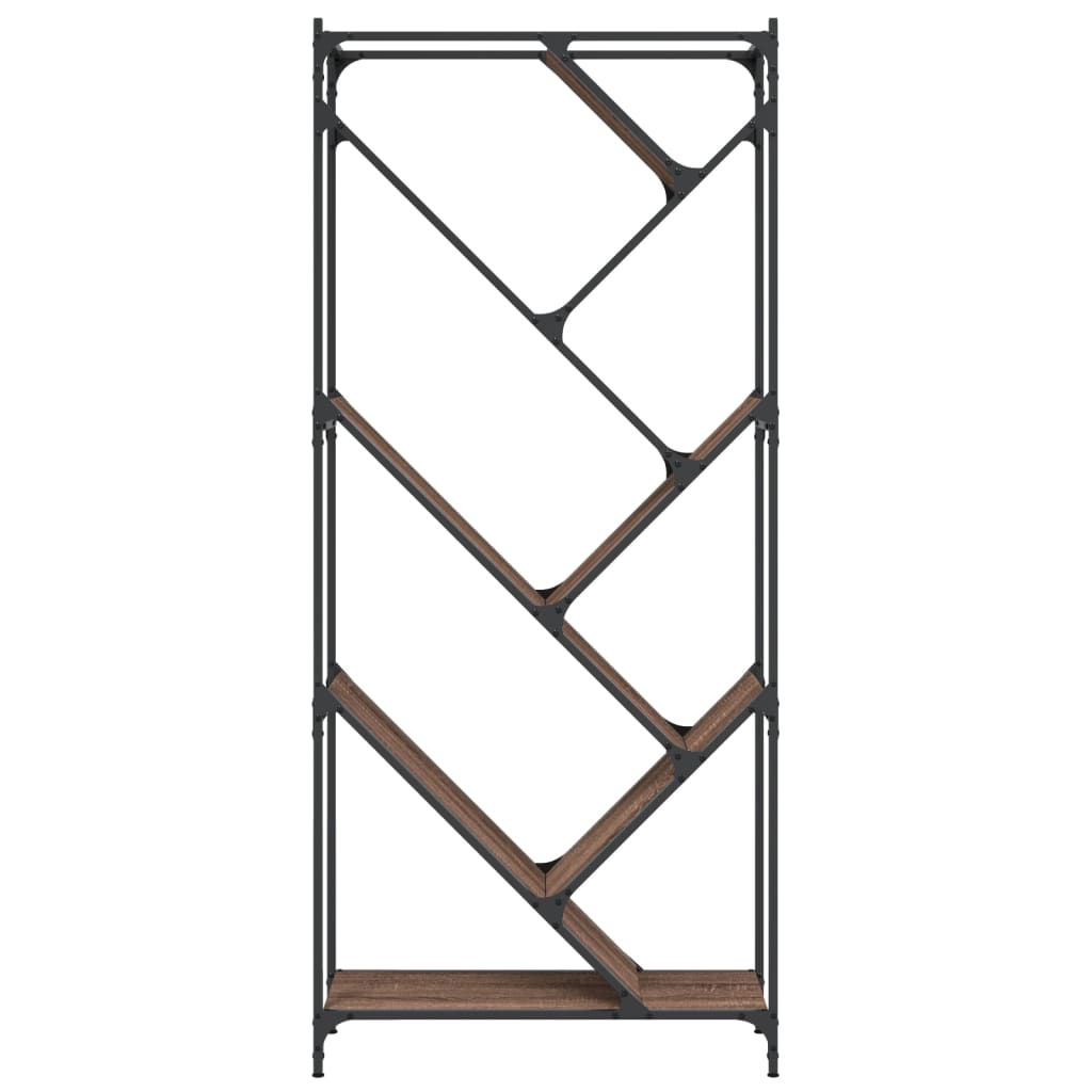 Regal za knjige smeđa boja hrasta 79x30x180 cm od drva i metala