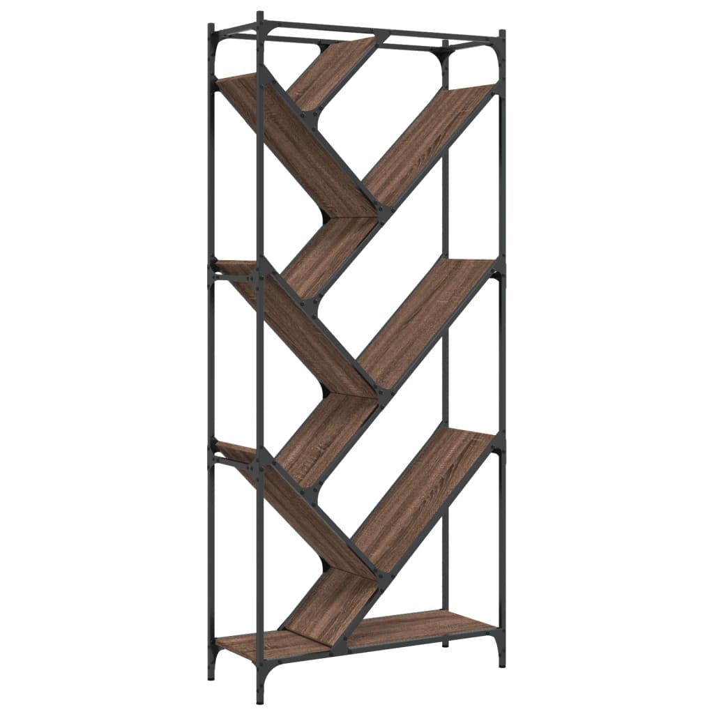Regal za knjige smeđa boja hrasta 79x30x180 cm od drva i metala