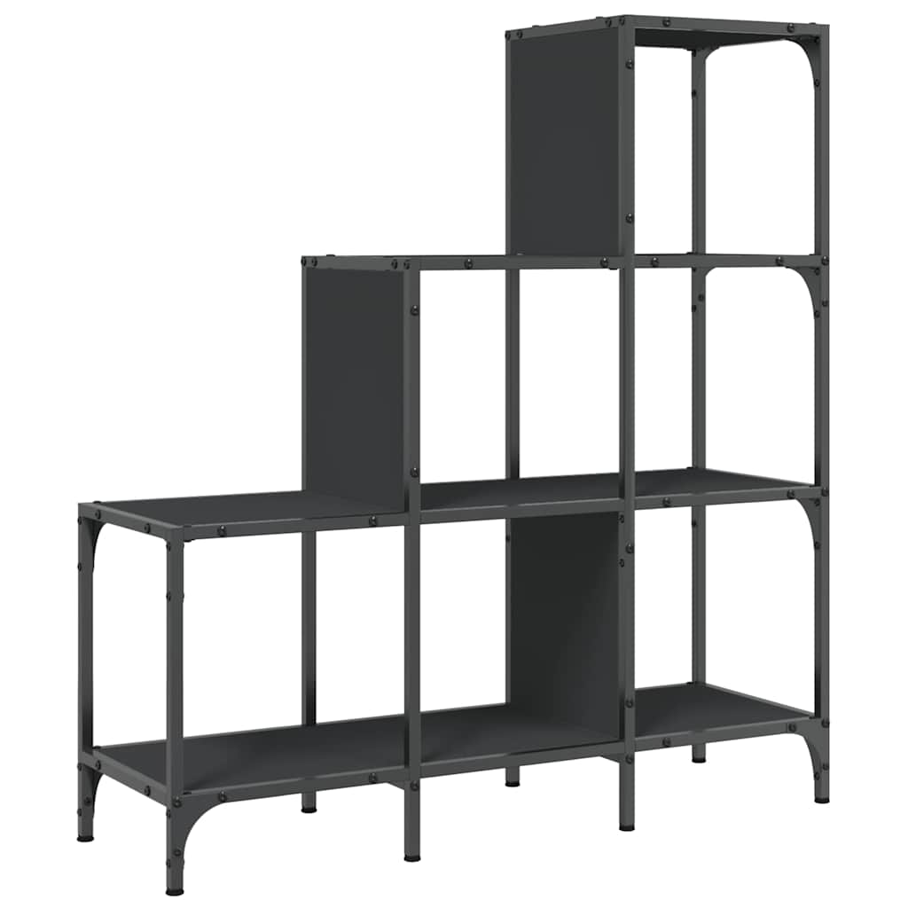 Regal za knjige crni 92 x 30 x 102 cm konstruirano drvo i metal