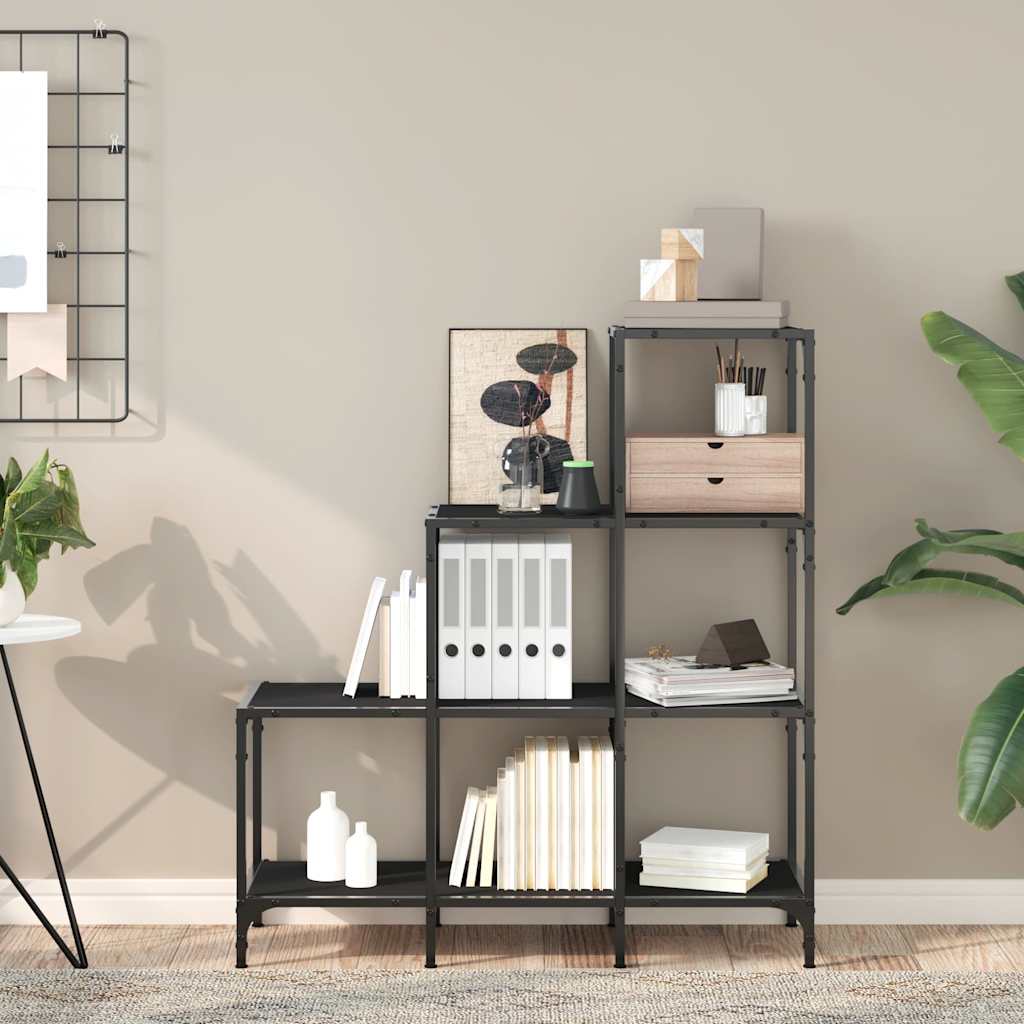 Regal za knjige crni 92 x 30 x 102 cm konstruirano drvo i metal