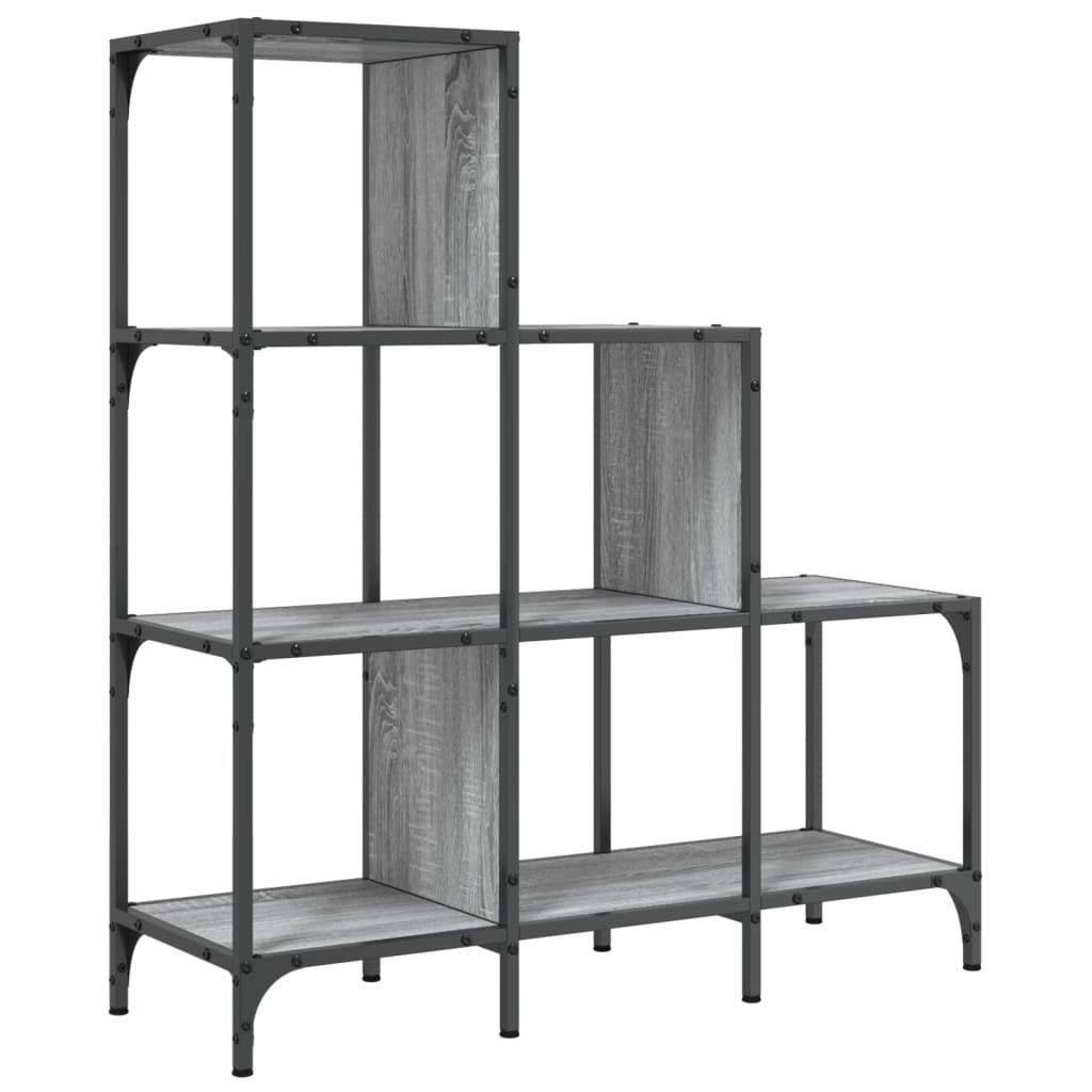 Regal za knjige siva boja hrasta 92x30x102 cm od drva i metala