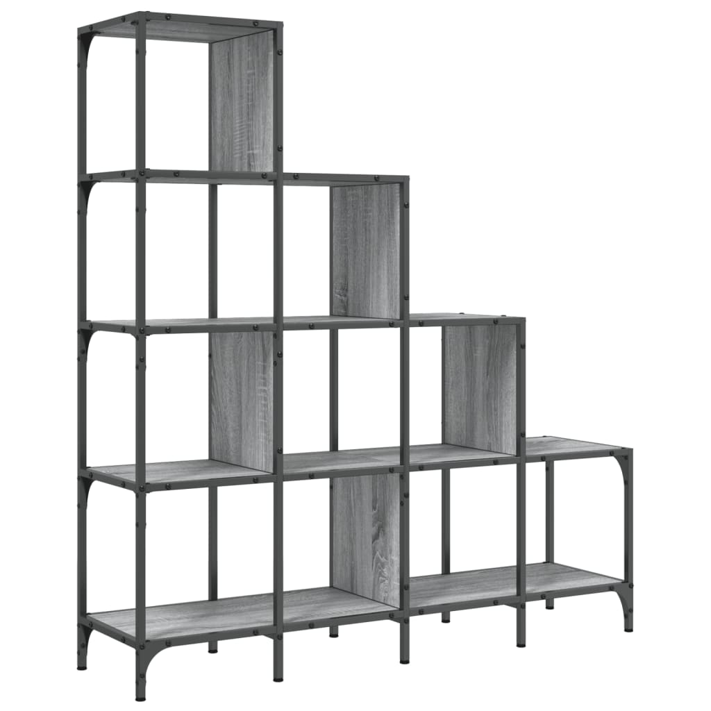 Regal za knjige siva boja hrasta 122x30x132 cm od drva i metala
