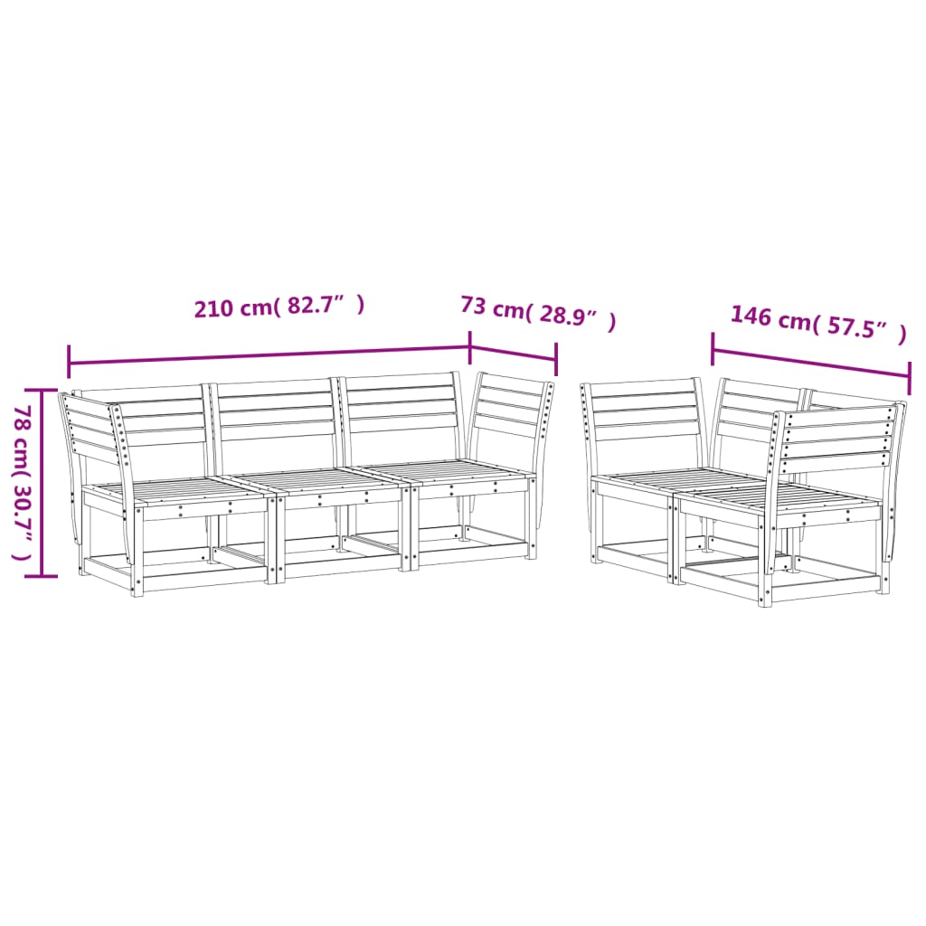 5-dijelni set vrtnih sofa bijeli od masivne borovine
