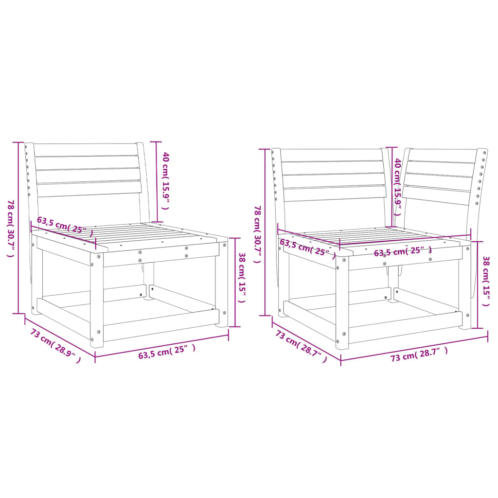 6-dijelni set vrtnih sofa od masivne borovine