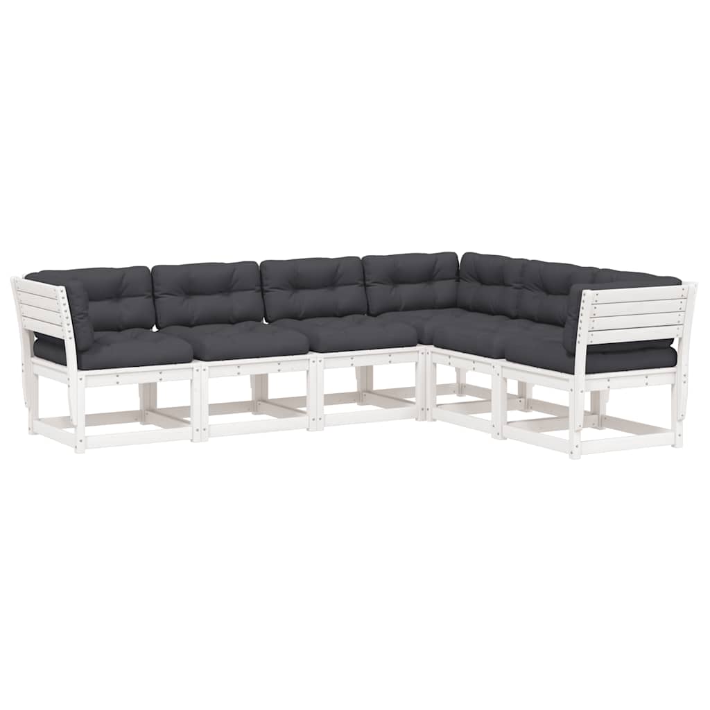 6-dijelni set vrtnih sofa s jastucima bijeli masivna borovina