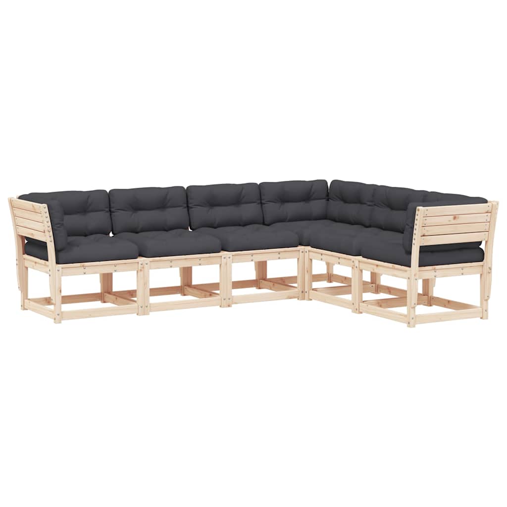 6-dijelni set vrtnih sofa od masivne borovine s jastucima
