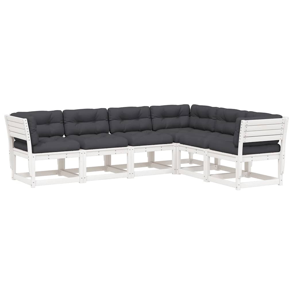 6-dijelni set vrtnih sofa s jastucima bijeli masivna borovina