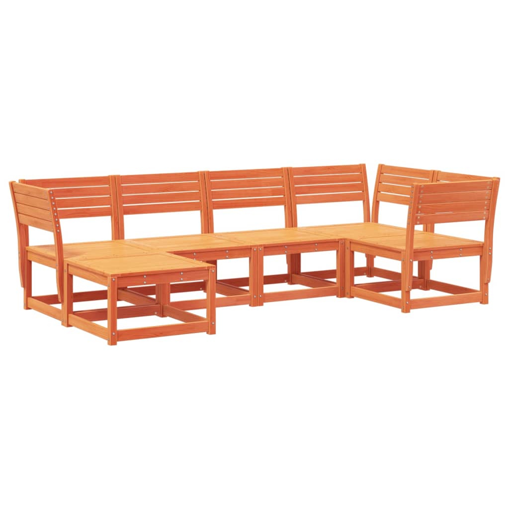 6-dijelni set vrtnih sofa voštano smeđi od masivne borovine