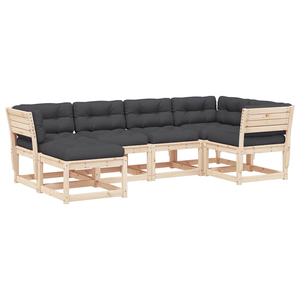 6-dijelni set vrtnih sofa od masivne borovine s jastucima