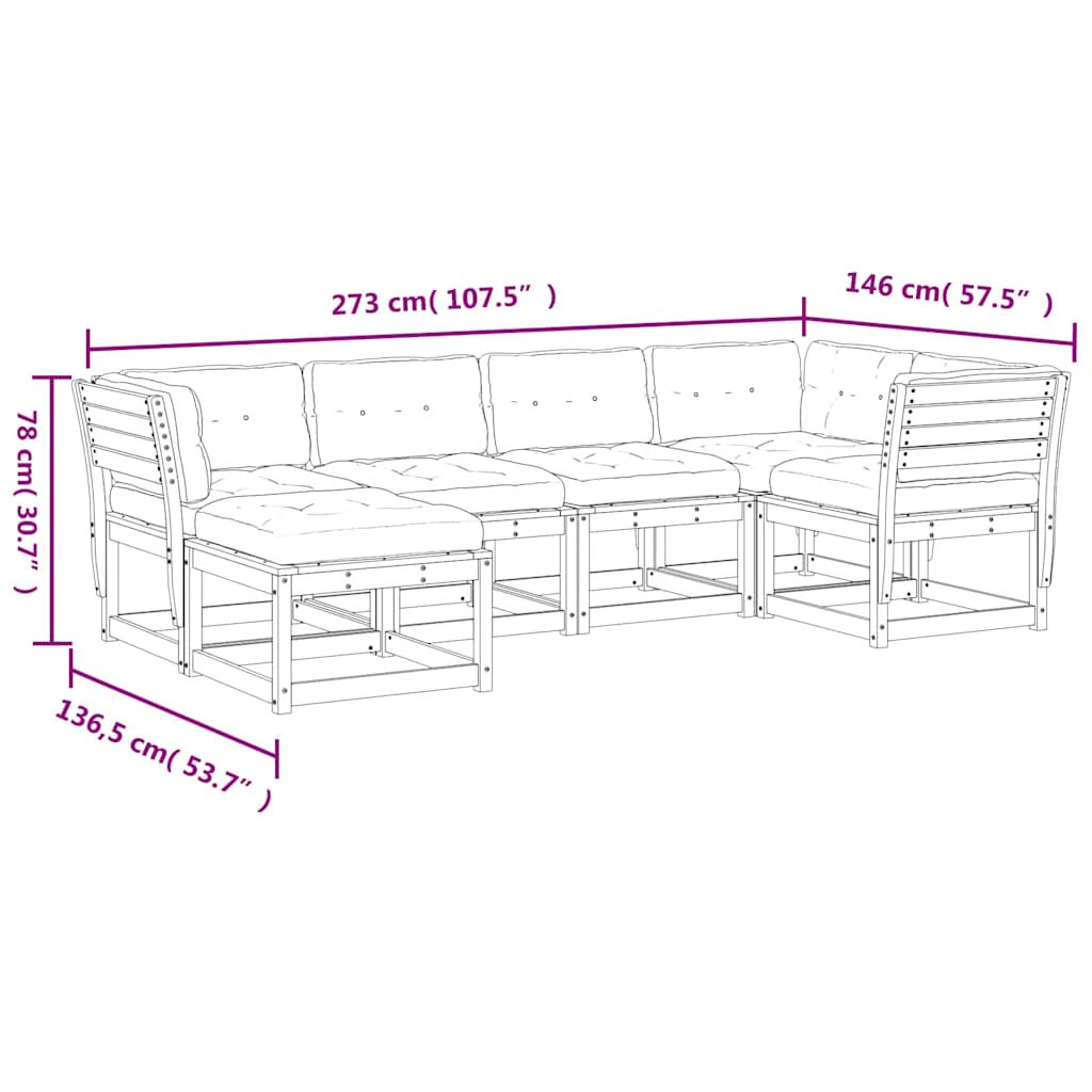 6-dijelni set vrtnih sofa s jastucima bijeli masivna borovina