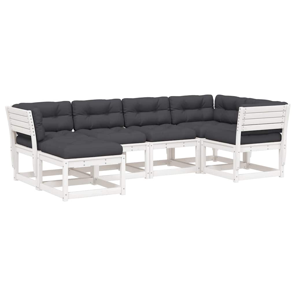 6-dijelni set vrtnih sofa s jastucima bijeli masivna borovina