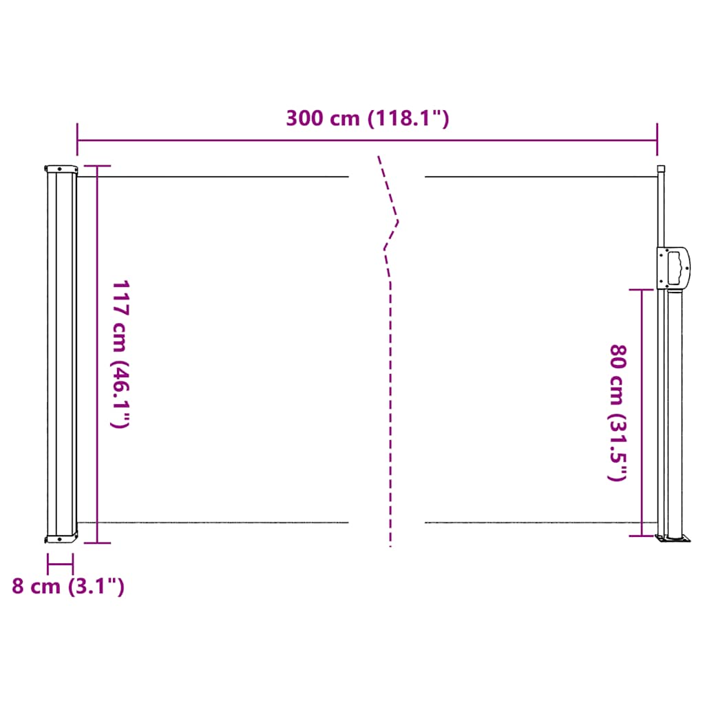 Uvlačiva bočna tenda tamnozelena 117 x 300 cm