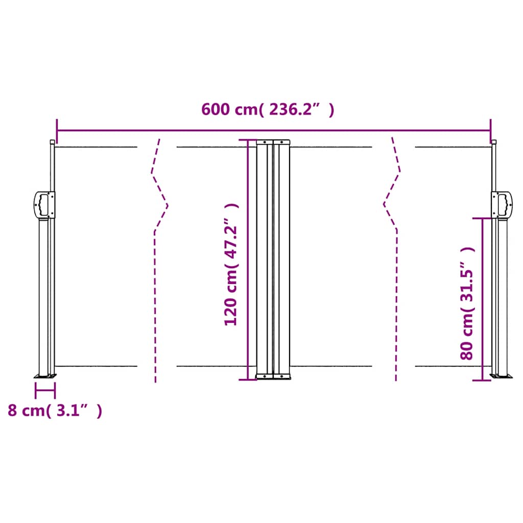 Uvlačiva bočna tenda 120 x 600 cm plava