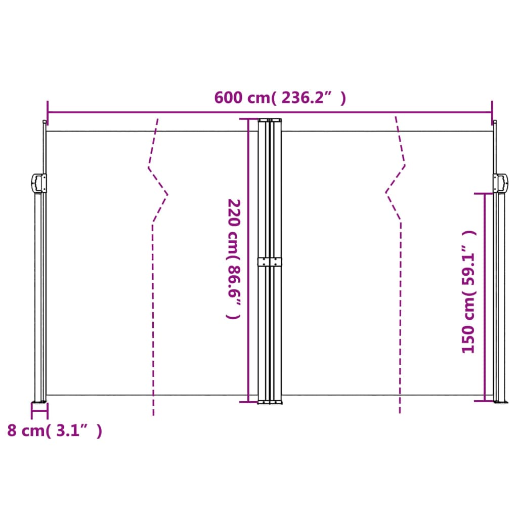 Bočna tenda na uvlačenje plava 220x600 cm