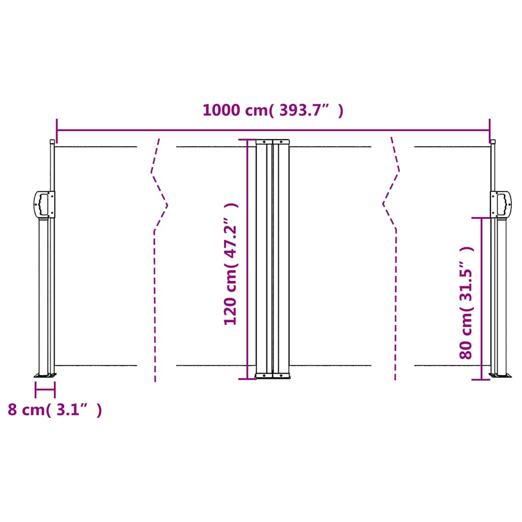 Uvlačiva bočna tenda 120 x 1000 cm krem