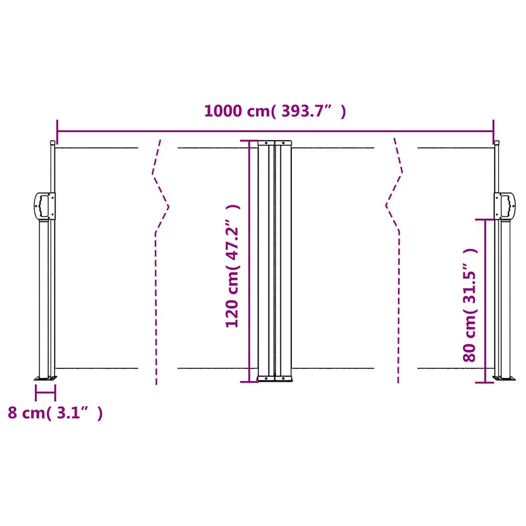 Uvlačiva bočna tenda 120 x 1000 cm terakota