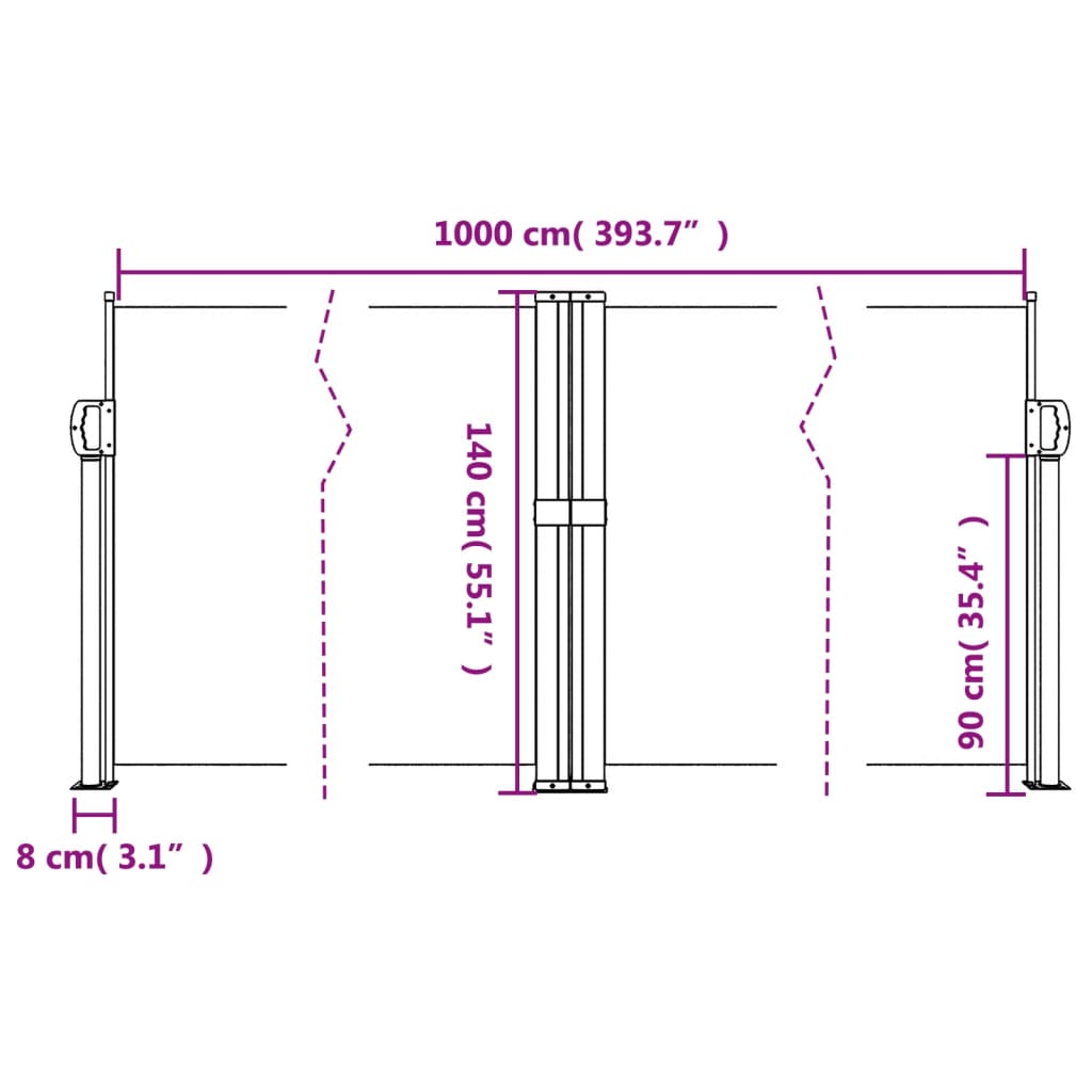 Uvlačiva bočna tenda 140 x 1000 cm terakota