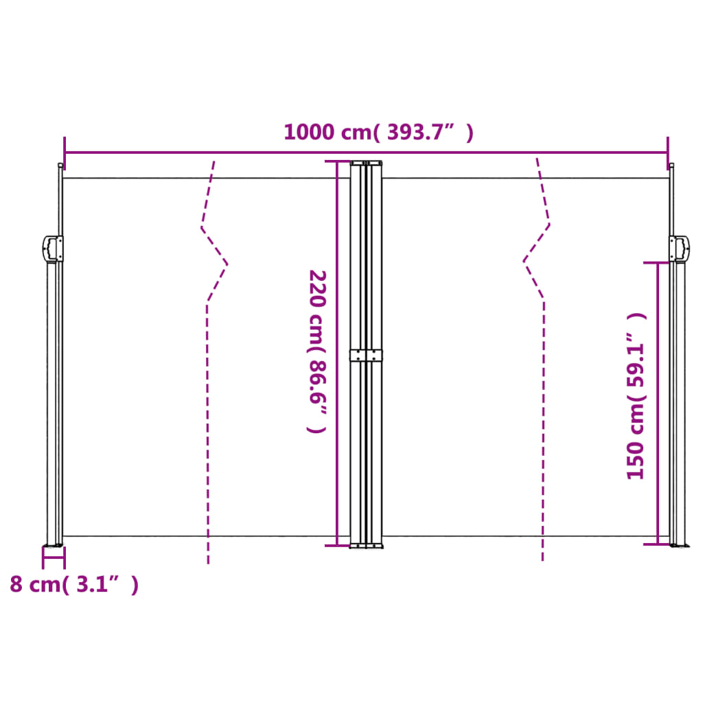 Bočna tenda na uvlačenje crvena 220x1000 cm