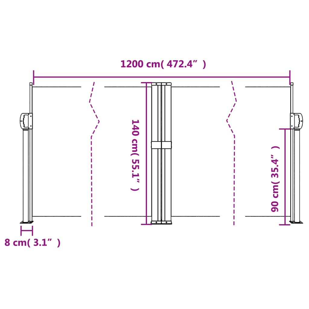 Bočna tenda na uvlačenje terakota 140 x 1200 cm