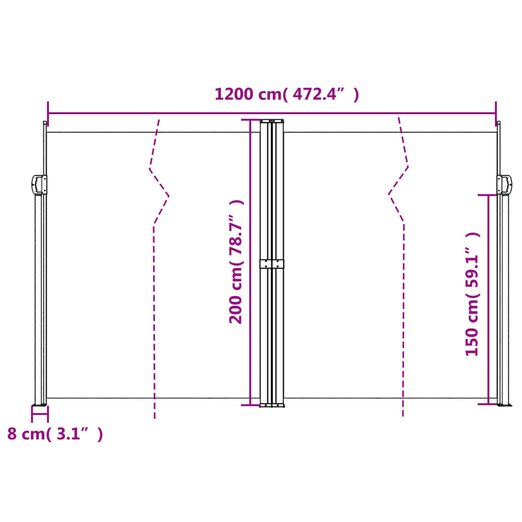 Bočna tenda na uvlačenje plava 200x1200 cm