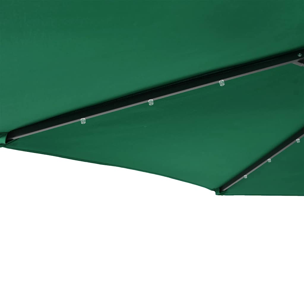 Vrtni suncobran s čeličnom šipkom LED zeleni 225 x 225 x 212 cm