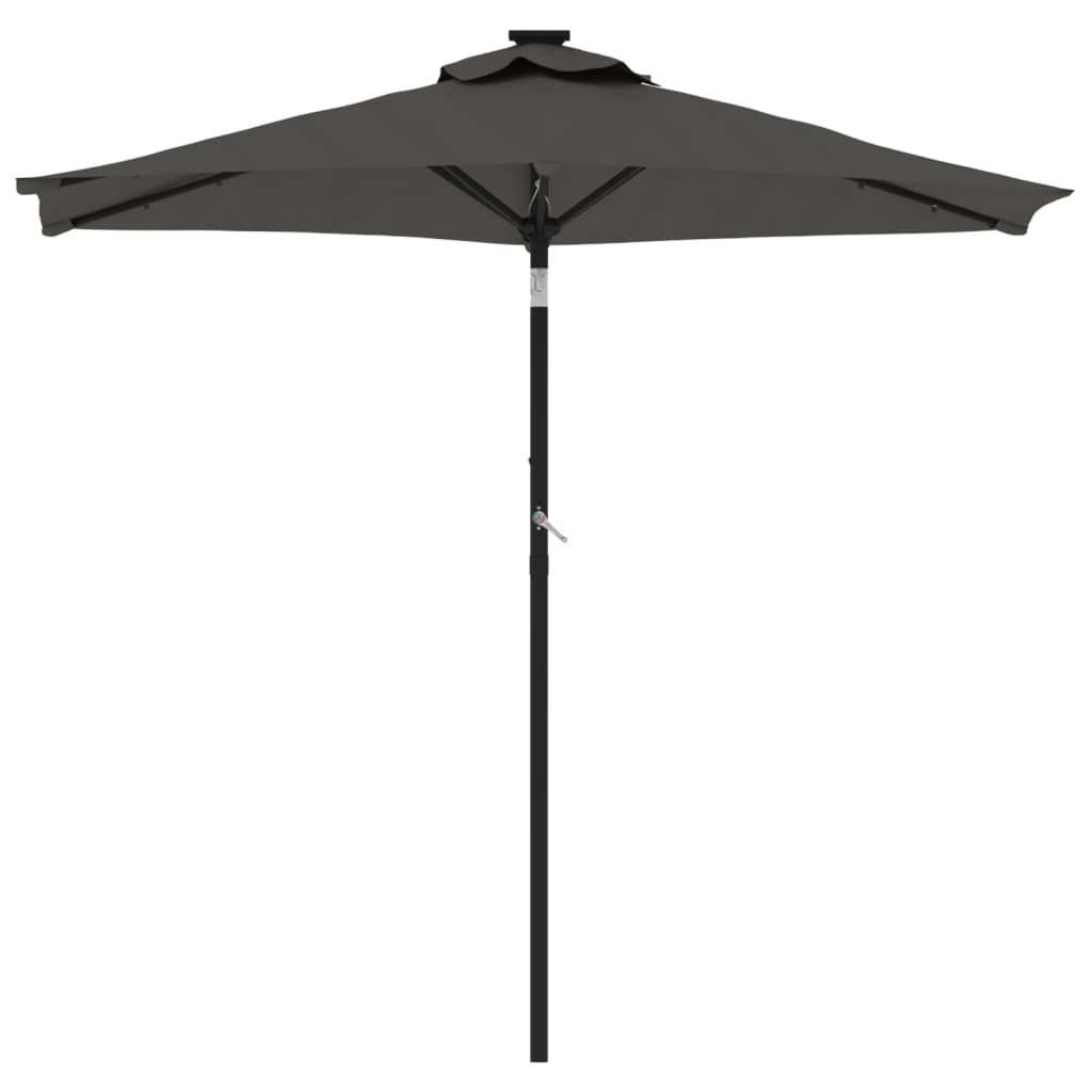 Vrtni suncobran s čeličnom šipkom LED antracit 225x225x212 cm